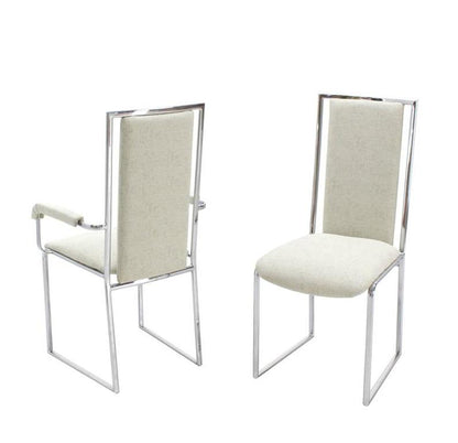 New Upholstery Six Mid-Century Modern Chrome Dining Chairs