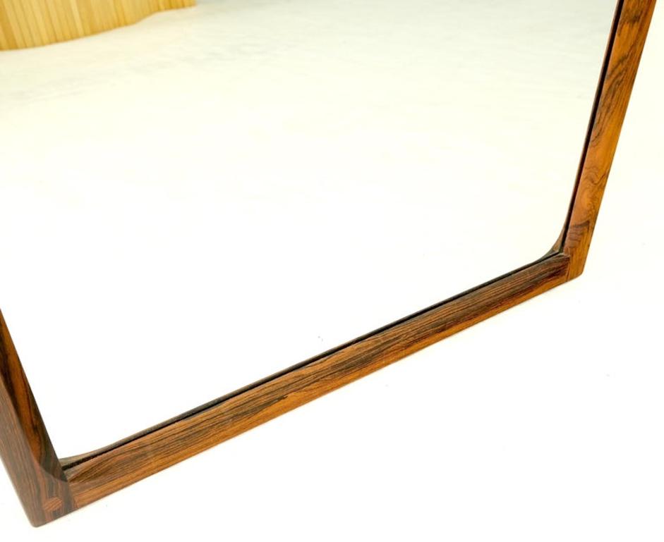 Danish Mid Century Modern Solid Rosewood Frame Rectangle Wall Mirror MINT!