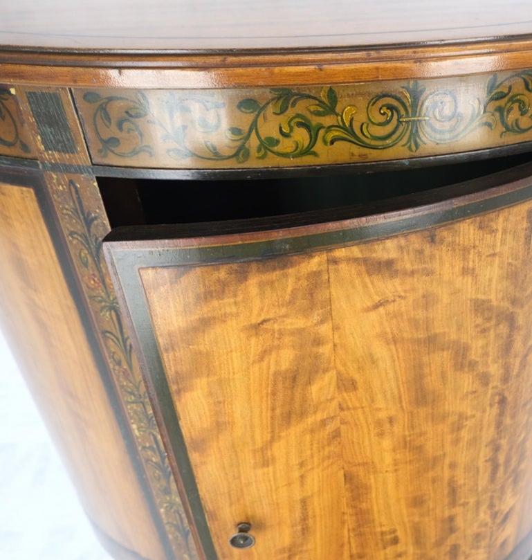 Demi Lune Adams Style Satin Wood Console Cabinet Dresser Server Entry Chest Bar