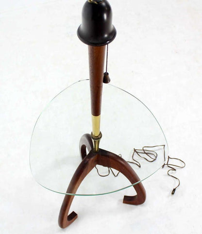 Mid-Century Modern Floor Lamp with Glass Table and Walnut Base Pearsall