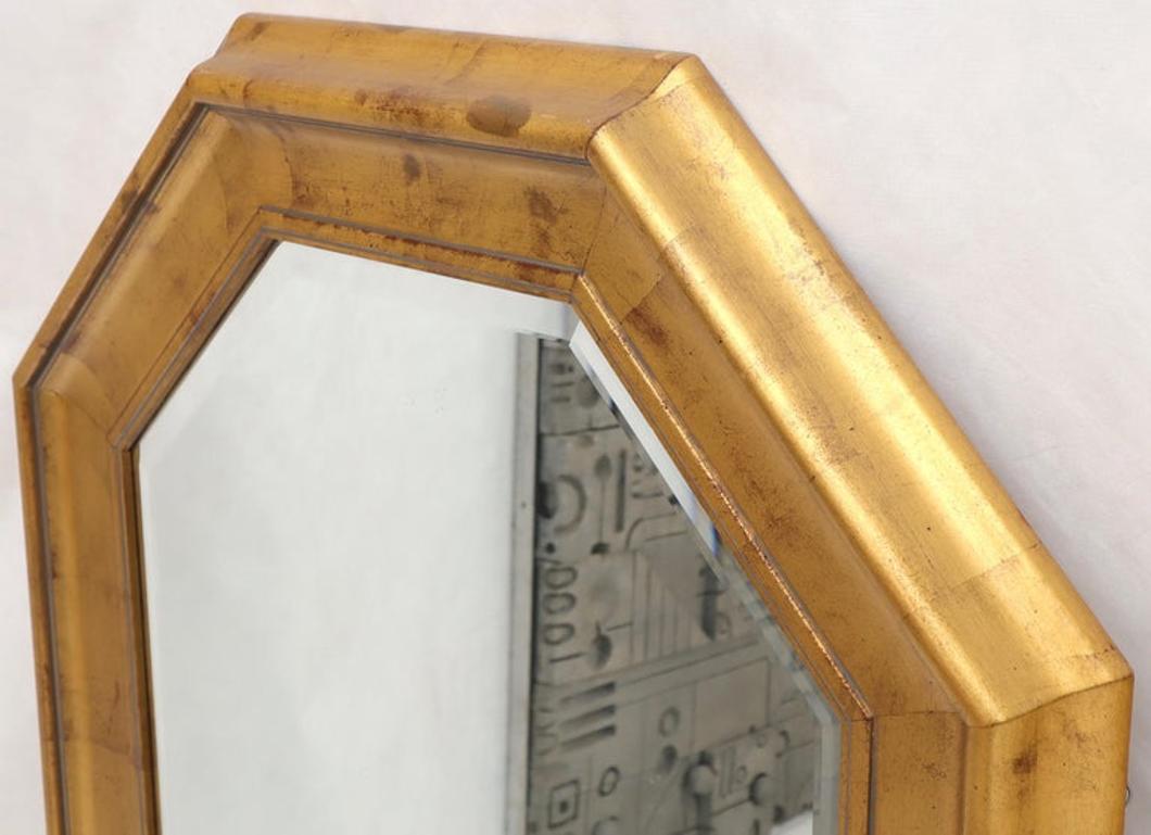 Decorative Octagon Gilt Frame Beveled Wall Mirror