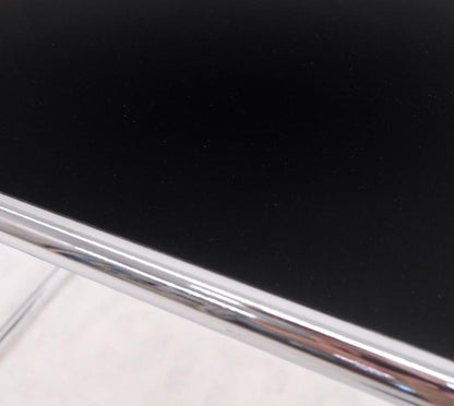 Pair Marcel Breuer Laccio Side Tables Black Laminated Top Tubular Chromed Base