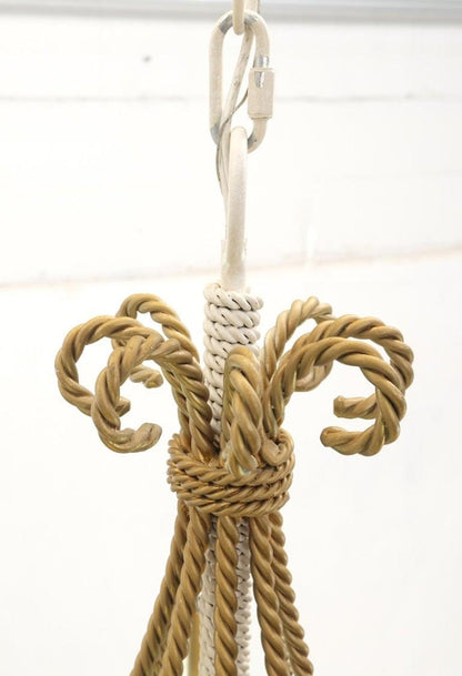 Metal Tassels & Twisted Rope Motive 8 Candles Light Fixture Chandelier MINT