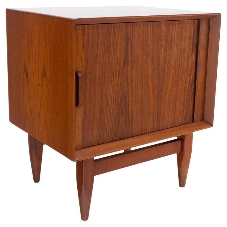 Danish Mid-Century Modern Tambour Door One Drawer End Table Night Stand Mint!