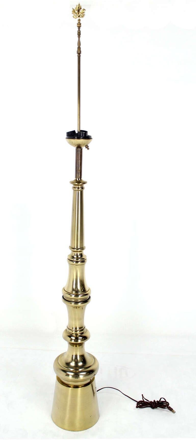 EstablishedLines Mid Century Modern Large Finial Turned Spike Shape Floor Lamp MINT!