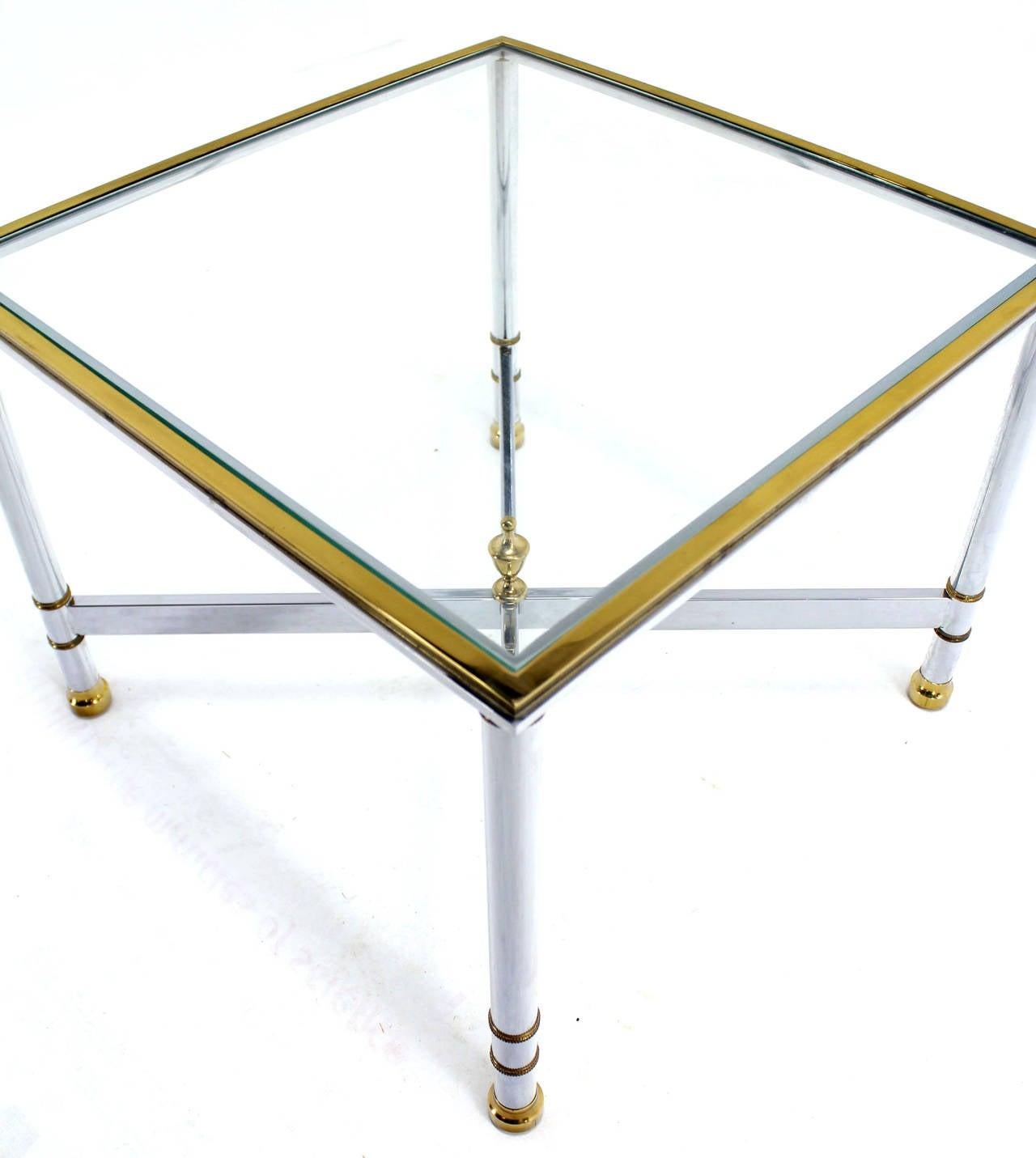 EstablishedLines Pair Mid Century Modern Square Chrome X Base End Side Coffee Tables Stands