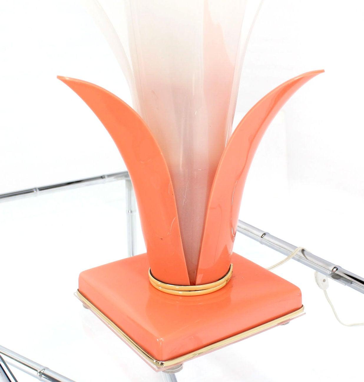 EstablishedLines 1970s Mid Century Molded Bent White Acrylic Lotus Petal Flower Table Lamp MINT!