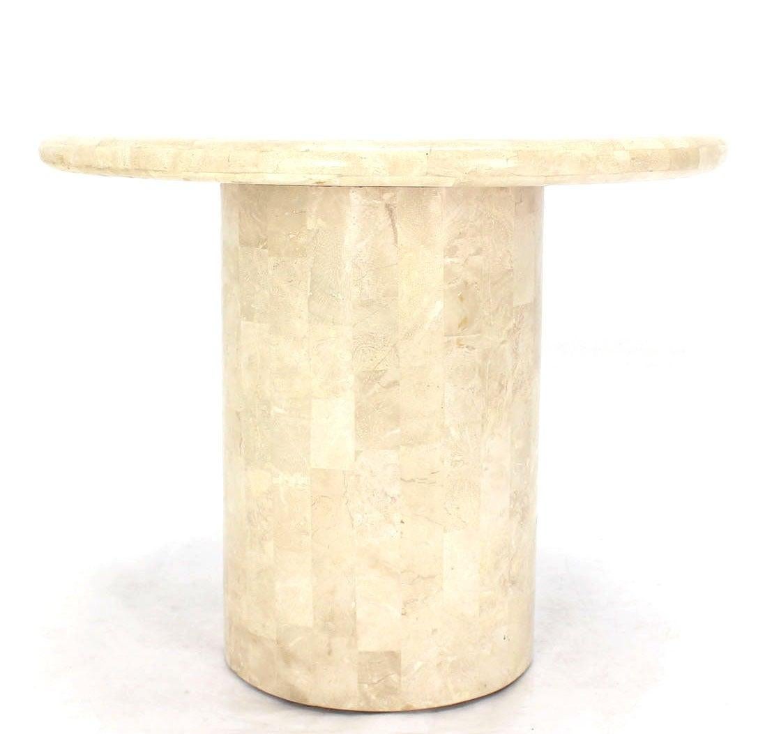 EstablishedLines Mid Century Modern Tessellated Stone Veneer End Side Lamp Table Pedestal Stand