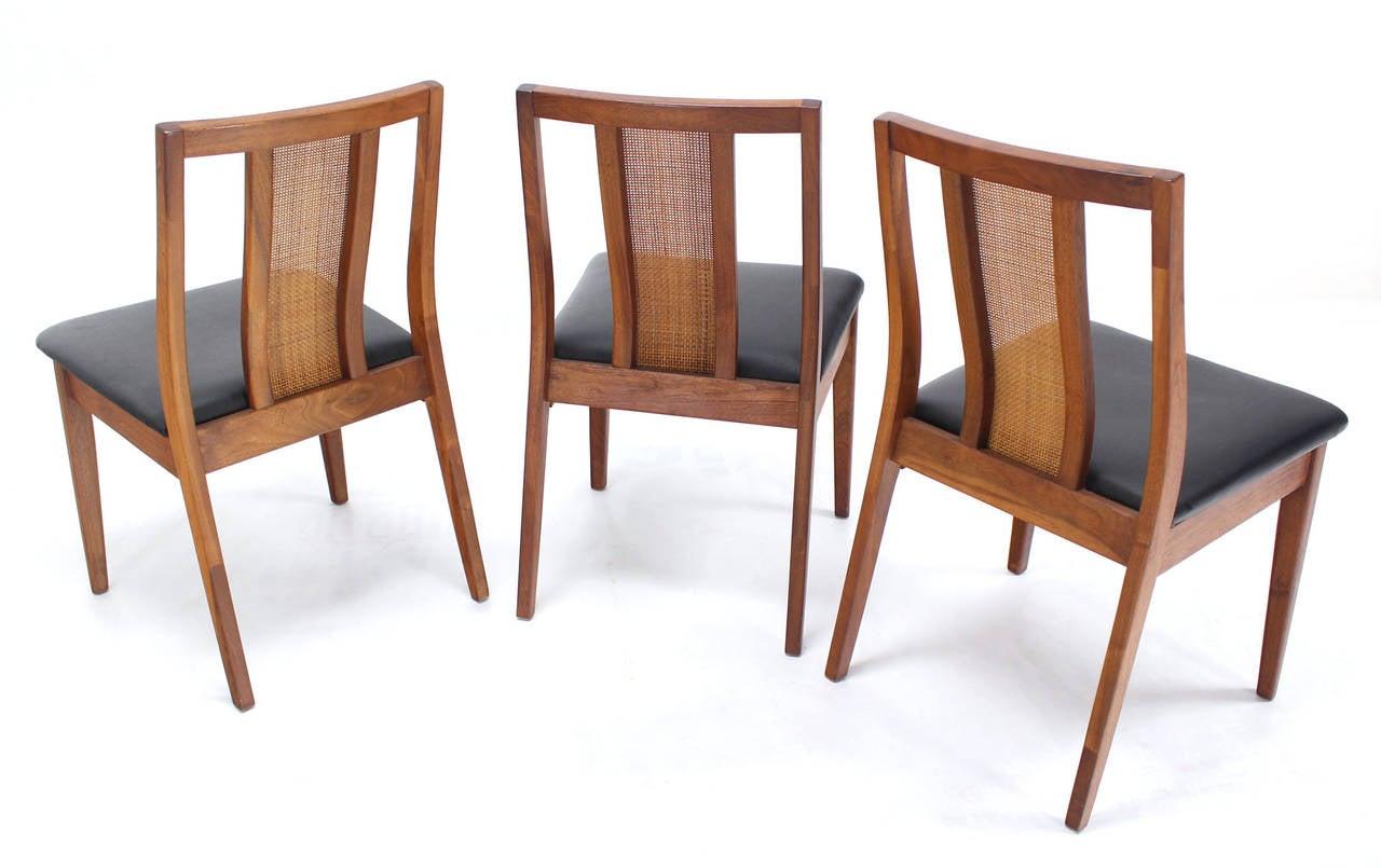 Set 4 Danish Mid-Century Modern Oiled Walnut Cane Back Side Dining Chairs MINT!