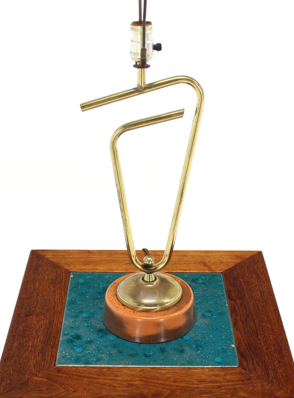 EstablishedLines Sculptural Bent Brass Tube Paper Clip Shape Table Lamp Fontana Arte Style MINT