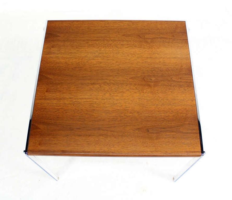 EstablishedLines Mid-Century Modern Stow Davis Walnut and Chrome 24"H Side Coffee End Table MINT!