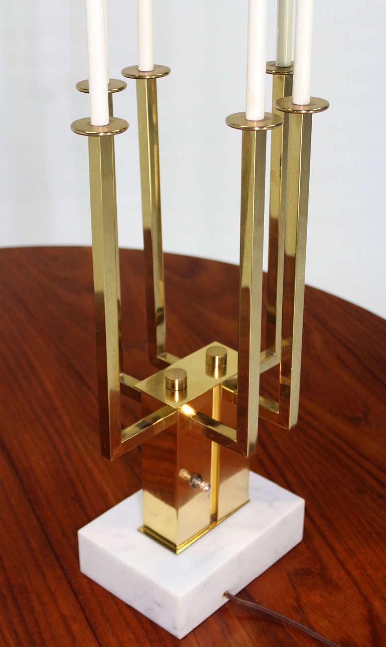 EstablishedLines Mid Century Modern Tall Brass Marble Base Table Lamp MINT!