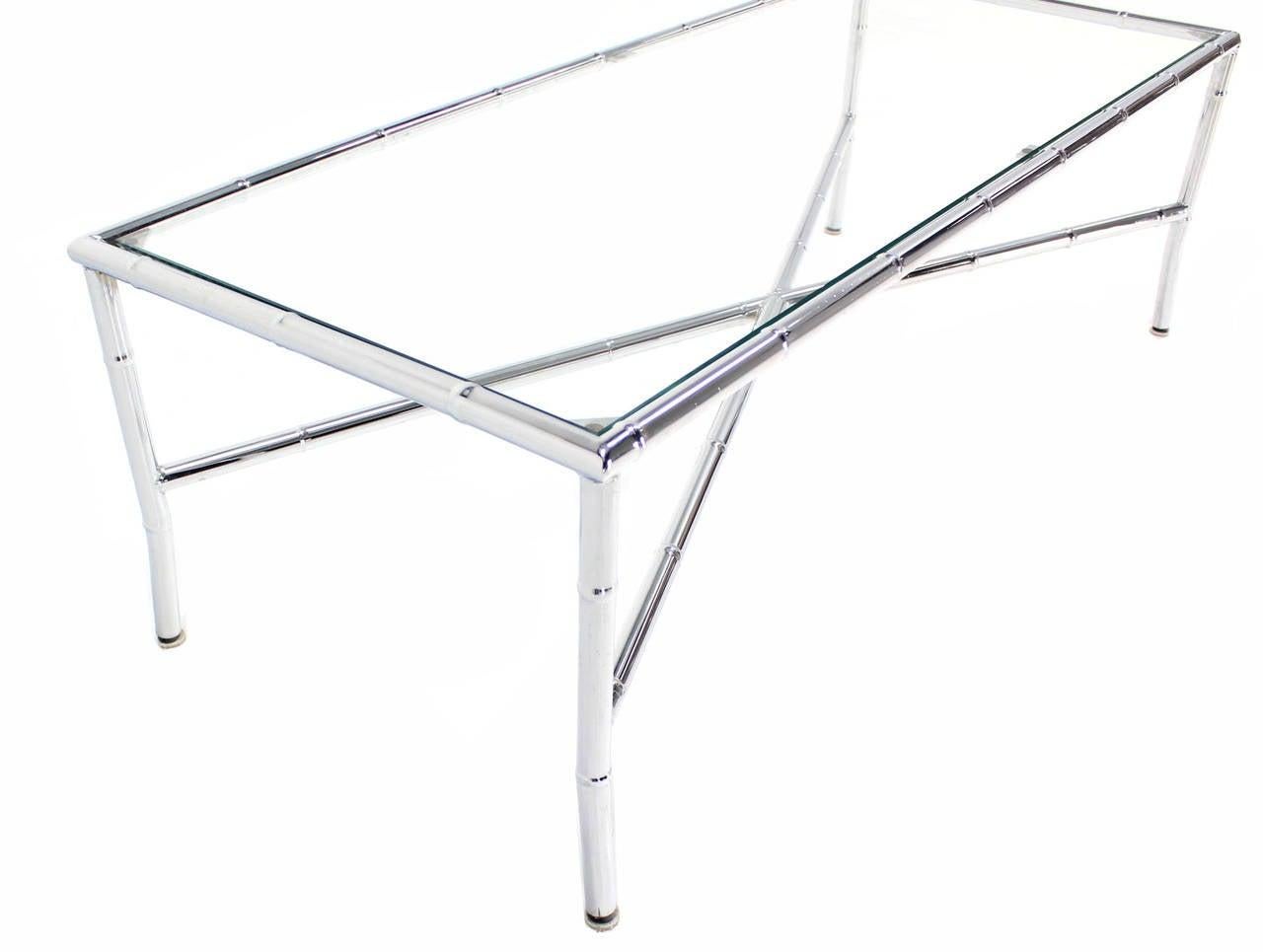 EstablishedLines Mid Century Italian Modern Faux Bamboo X-Base Long Rectangle Coffee Table MINT!