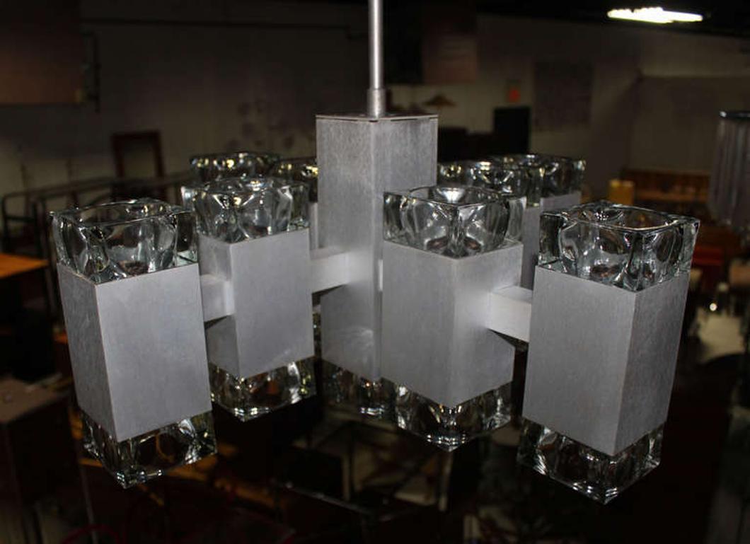 EstablishedLines Gaetano Sciolari Mid-Century Modern Seventeen Light Ice Cube Chandelier MINT!