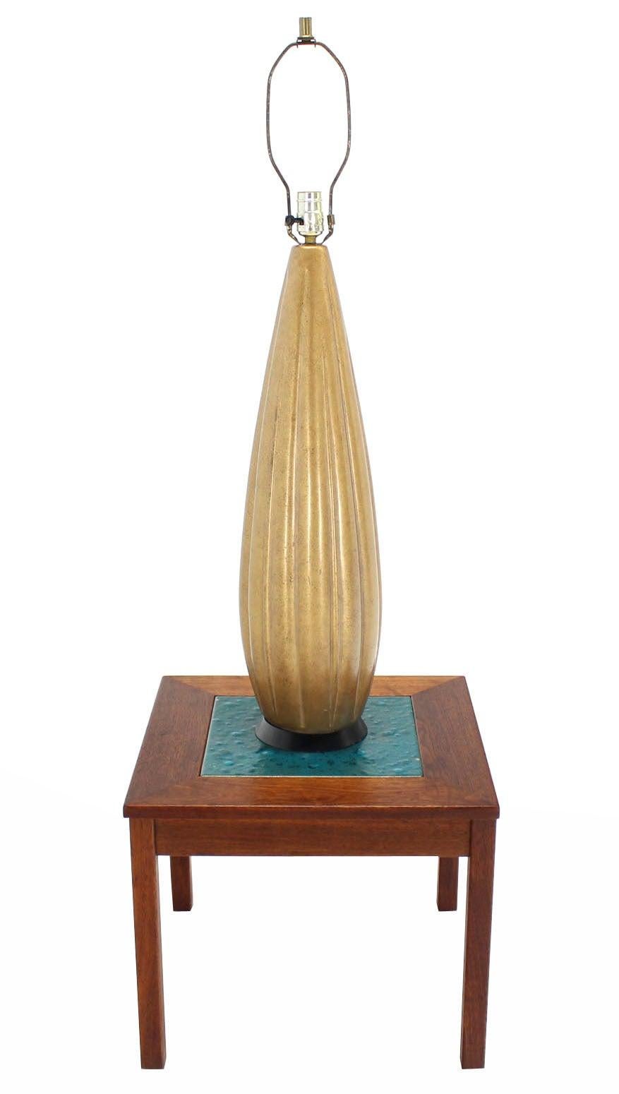 EstablishedLines Midcentury 37" Tall Carved Gilt Vegetable Squash Shape Table Lamp circa 1970s