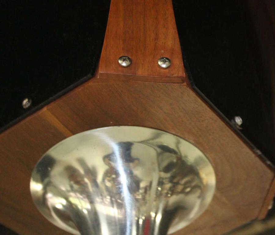 EstablishedLines Danish Mid-Century Modern Pendant Light Fixture with Teak Frame Shade MINT!