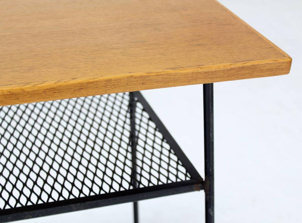 EstablishedLines Mid Century Modern Mesh Shelf Wire Legs Side or End Lamp Occasional Table Stand