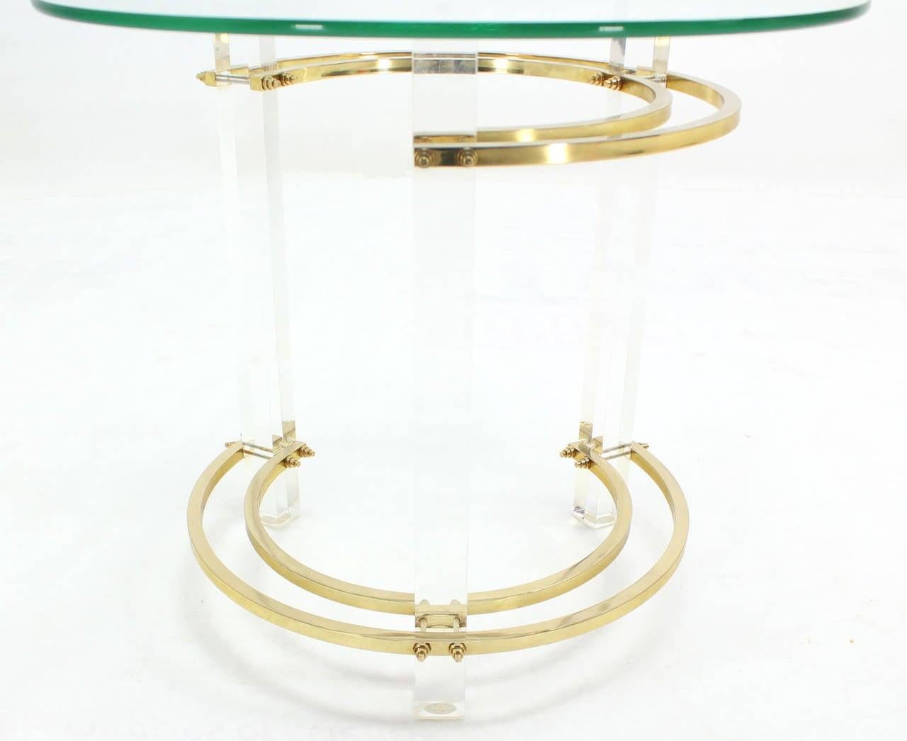 EstablishedLines Mid Century Charles Hollis Jones Round Lucite Brass Side End Lamp Table Stand