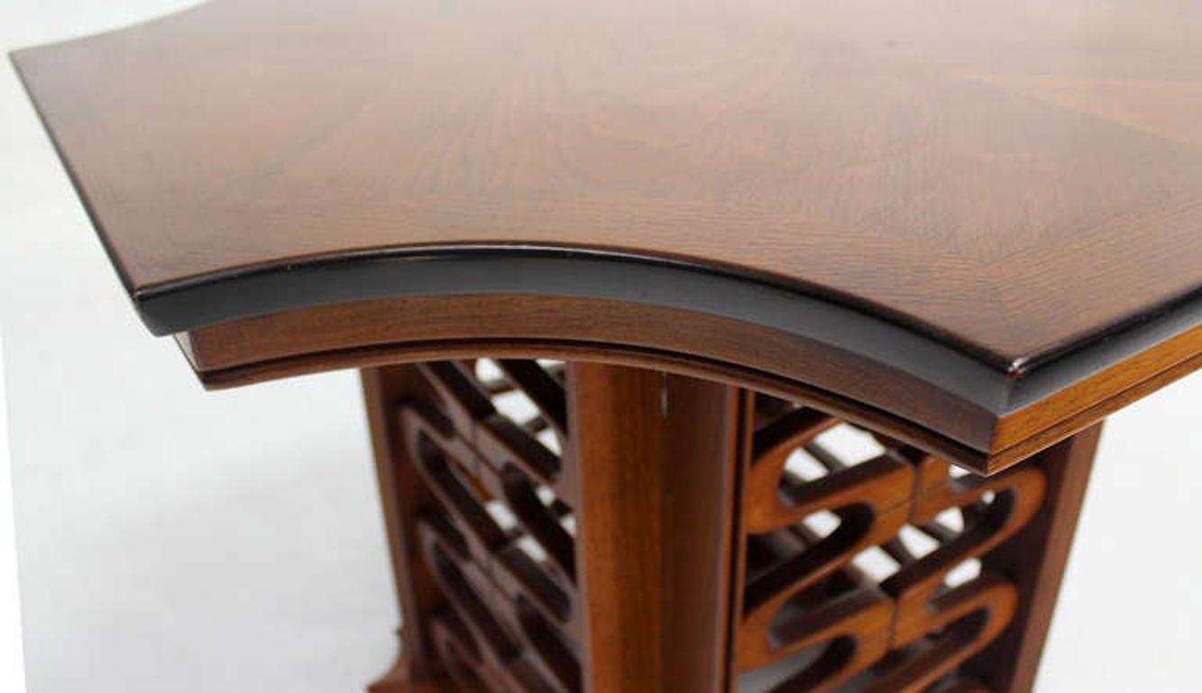 EstablishedLines Occasional Side Table Finely Carved Solid Walnut Base Figural Top Mid Century