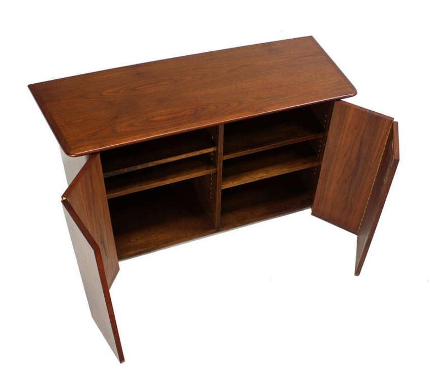 EstablishedLines Pair HANGING Walnut Mid-Century Danish Modern Floating Dressers Console Cabinets