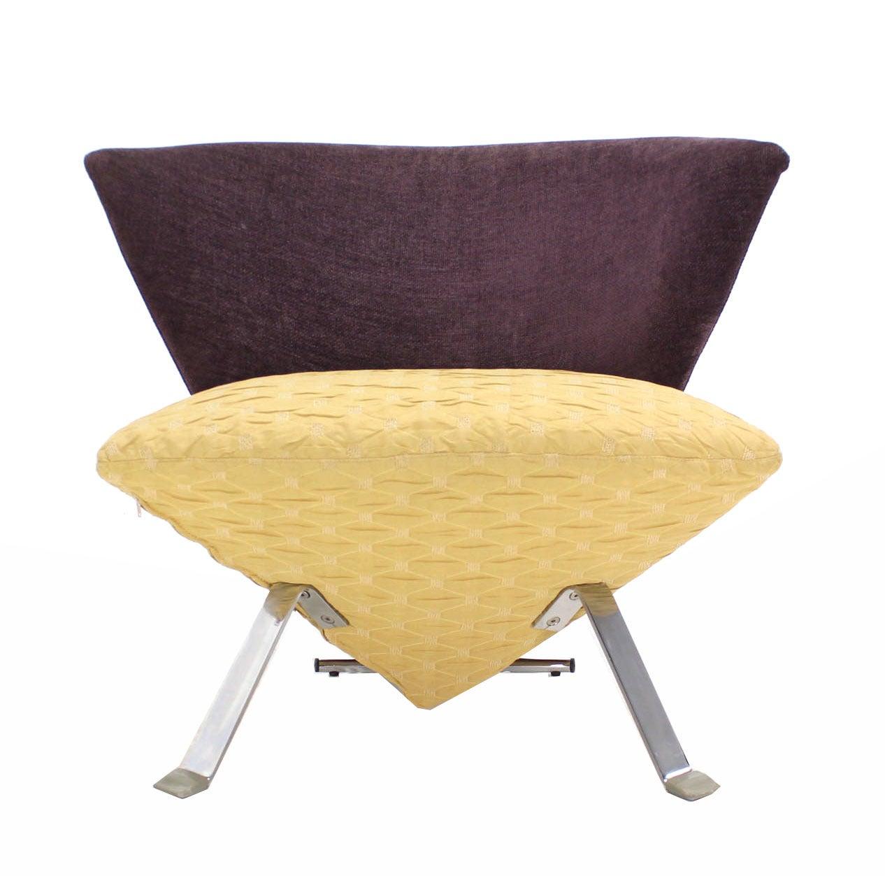 Pair of Saporiti Italian Mid Century Modern Fan Back Two Tone Lounge Chairs MINT