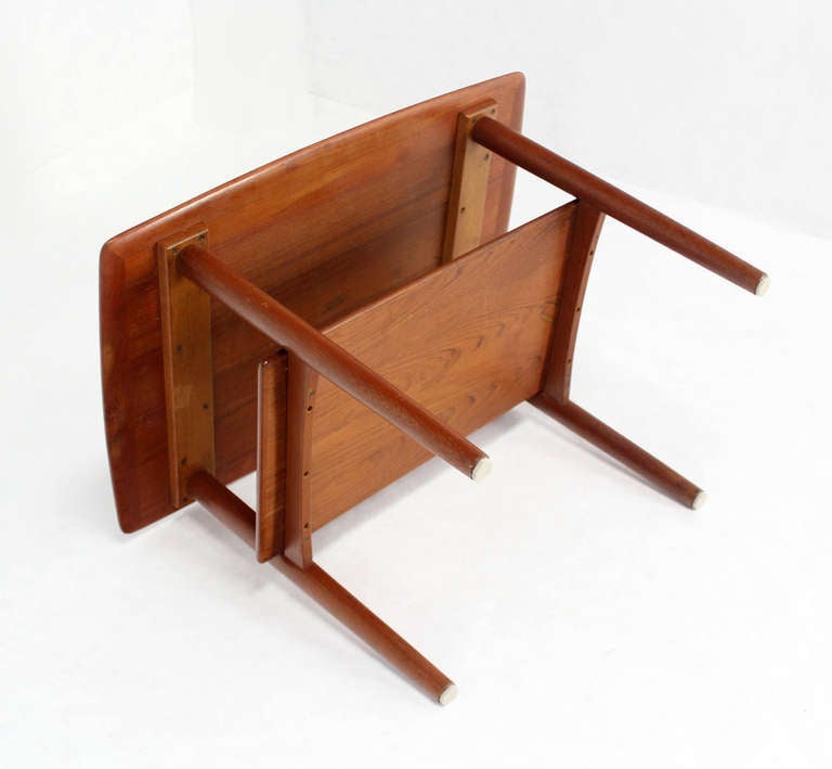EstablishedLines Povl Dinesen Pair Danish Modern Teak End Tables Solid Tapered Dowel legs 1 Shelf