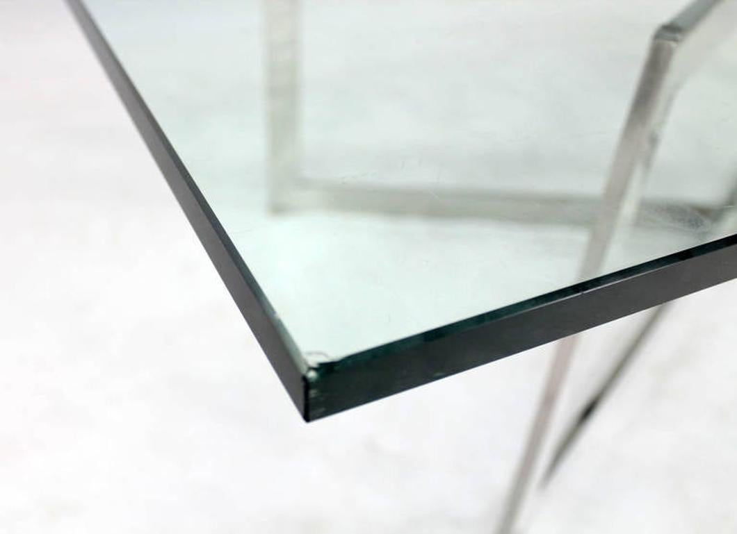 EstablishedLines Mid Century Modern Stainless Chrome X-Base Coffee Table with Glass Top