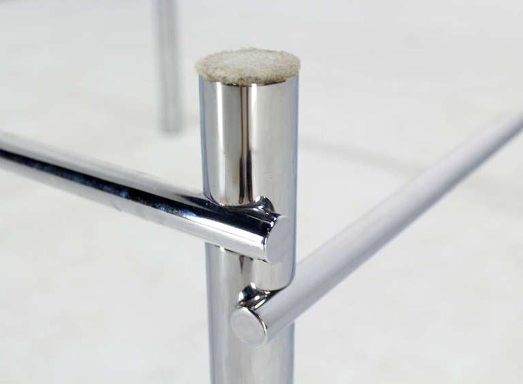 EstablishedLines Solid Chrome Base Heavy Steel Bars Square Glass Top Coffee Center Table MINT!