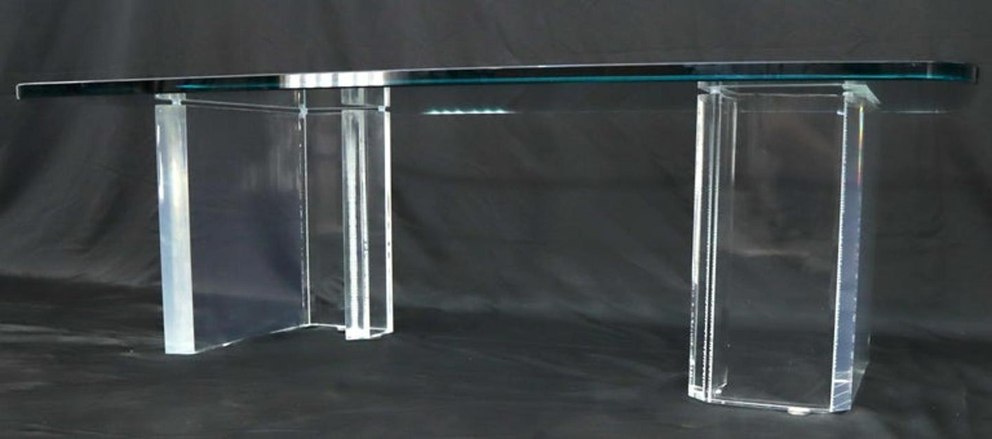 Lucite Base Glass Top Compact Rectangular Coffee Table