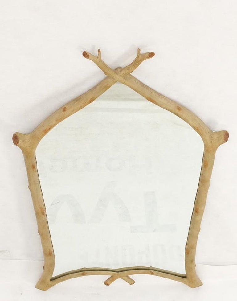 Faux Twig Dome Shape Frame Wall Mirror Artist Signed Carol Canner