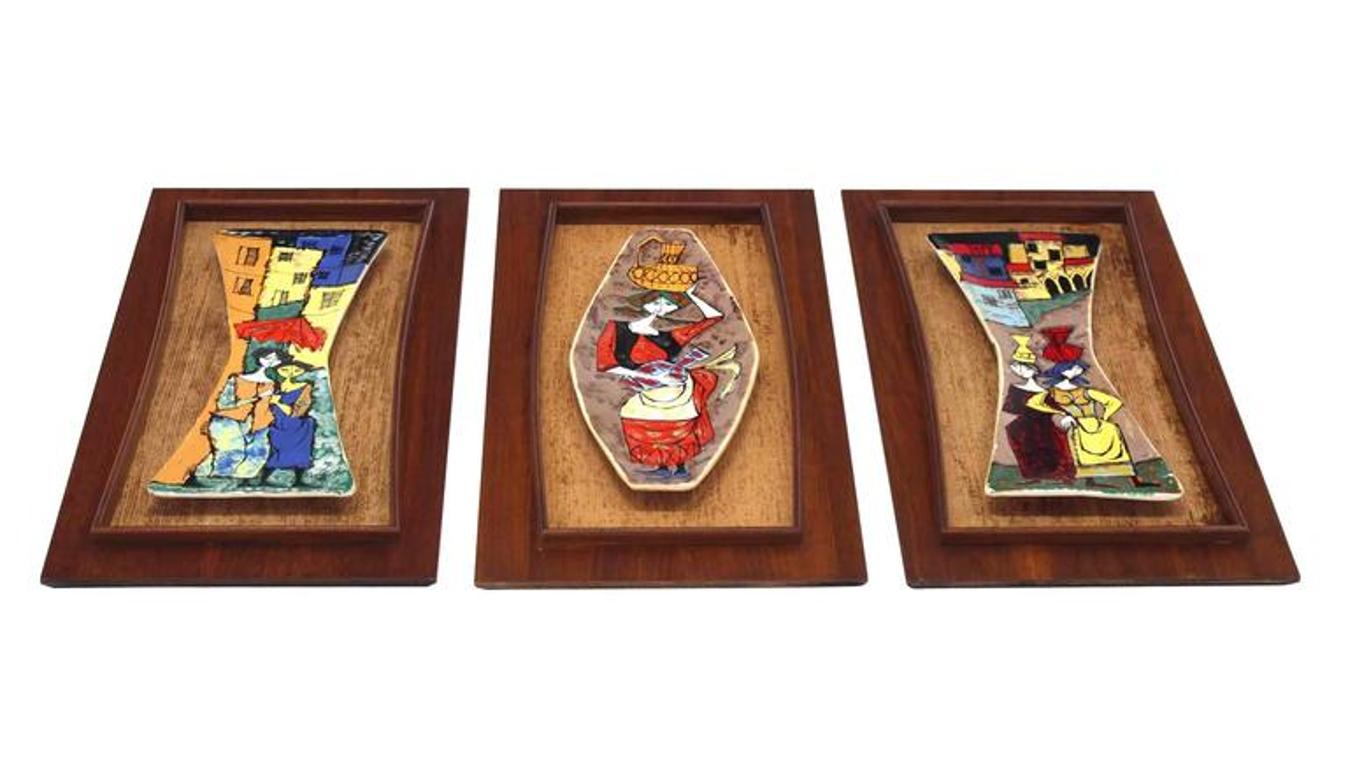 Set of Three Framed Art Tiles