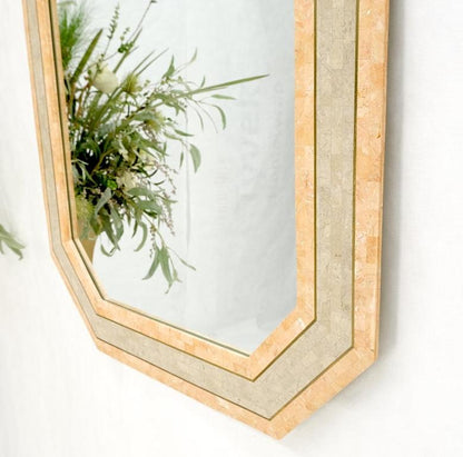 Tessellated Frame Octagonal Rectangle Shape Brass Inlay Wall Mirror Mint!