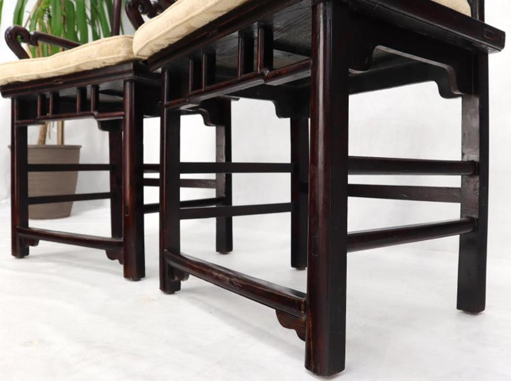 Pair of Chinese Rosewood Nicely Carved Arm Side Chairs