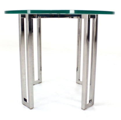 Mid-Century Modern Round Chrome Base and Glass-Top Side Table