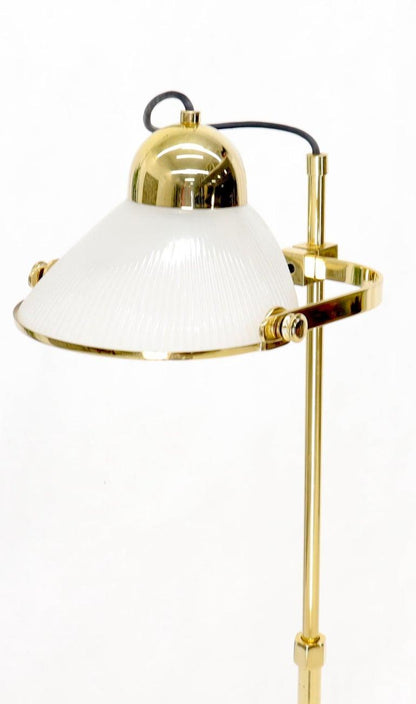 Solid Brass Fully Articulated Glass Scallop Shape Adjustable Height Floor Lamp