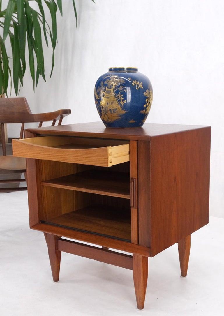 Danish Mid-Century Modern Tambour Door One Drawer End Table Night Stand Mint!