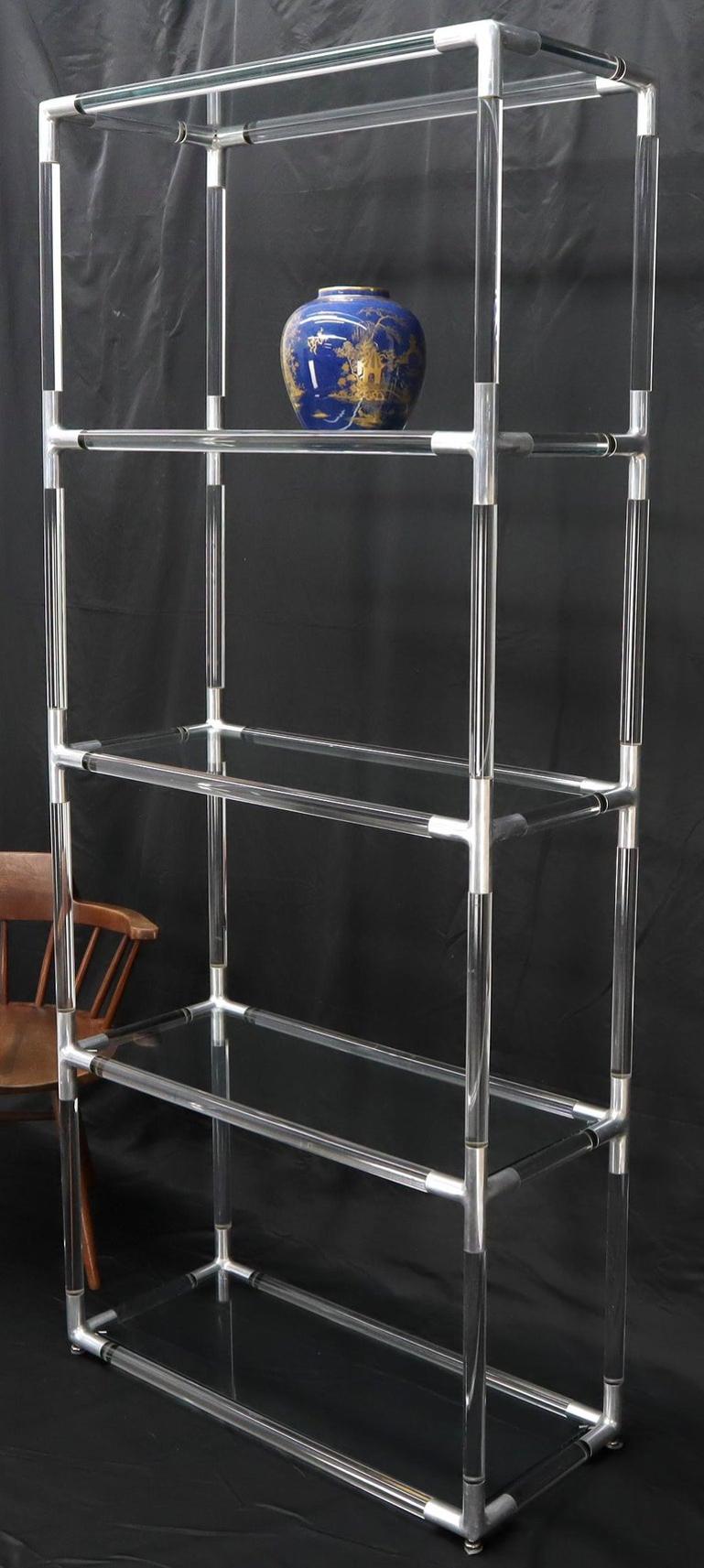 5-Tier Lucite and Glass Mid-Century Modern Étagère Shelf Wall Unit