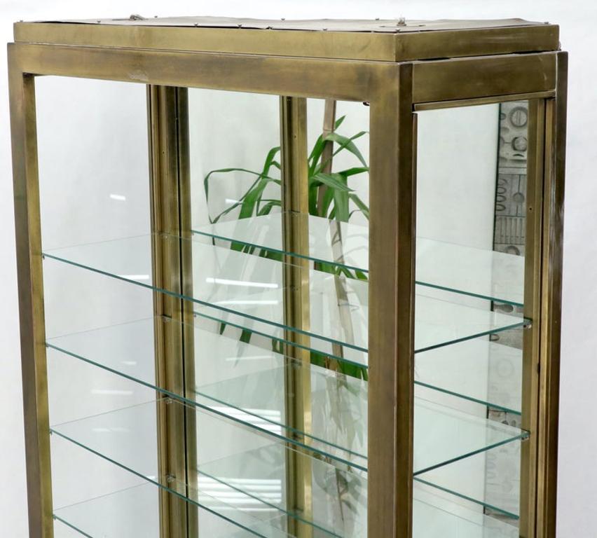 Tall Narrow Brass Finish Adjustable Glass Shelves Unit Bookcase Storage Etagere