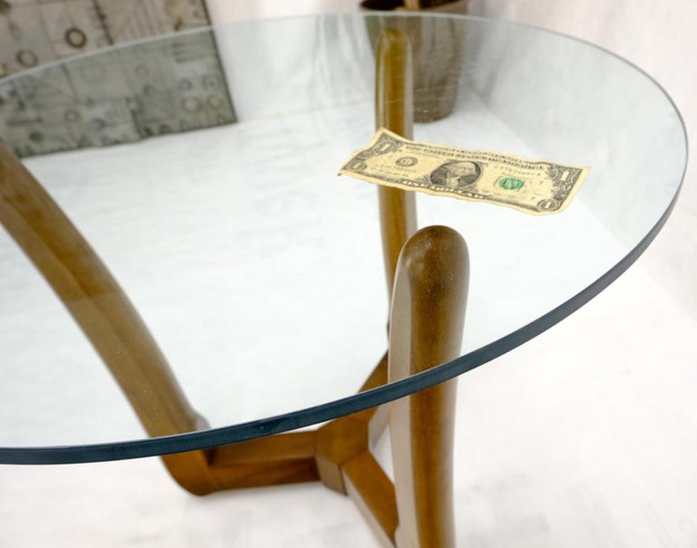 Sculptural Tripod Base Round Glass Top Side Center Table Stand