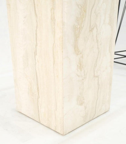 Square Travertine Base Glass Top Side End Occasional Coffee Lamp Table Mint!