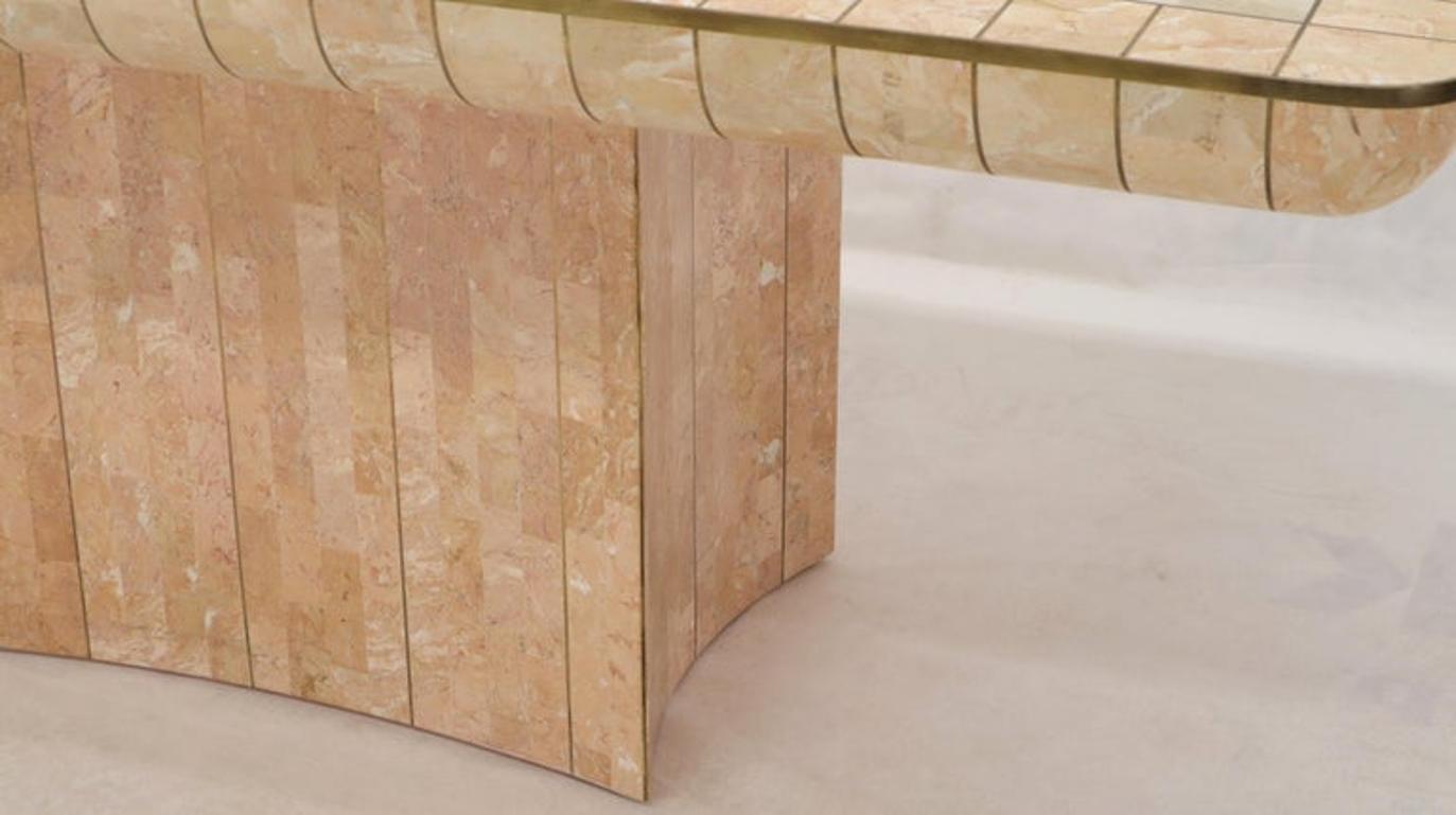 Brass & Tessellated Marble Stone Tile Top Dining Conference Tables