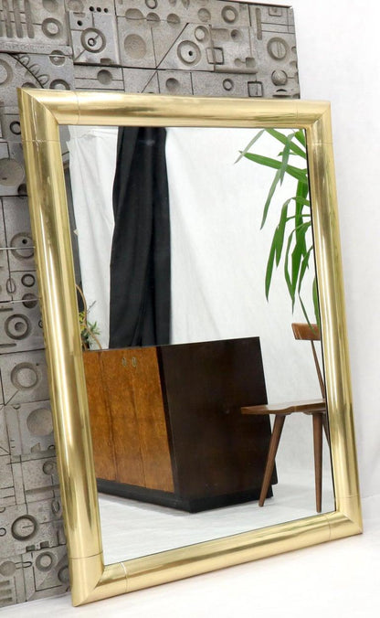 Large Solid Brass Half Round Profile Frame Rectangular Wall Mirror