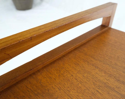 Teak And Suede Sling Shelf Mid-Century Modern End Table Stand Magazine Rack
