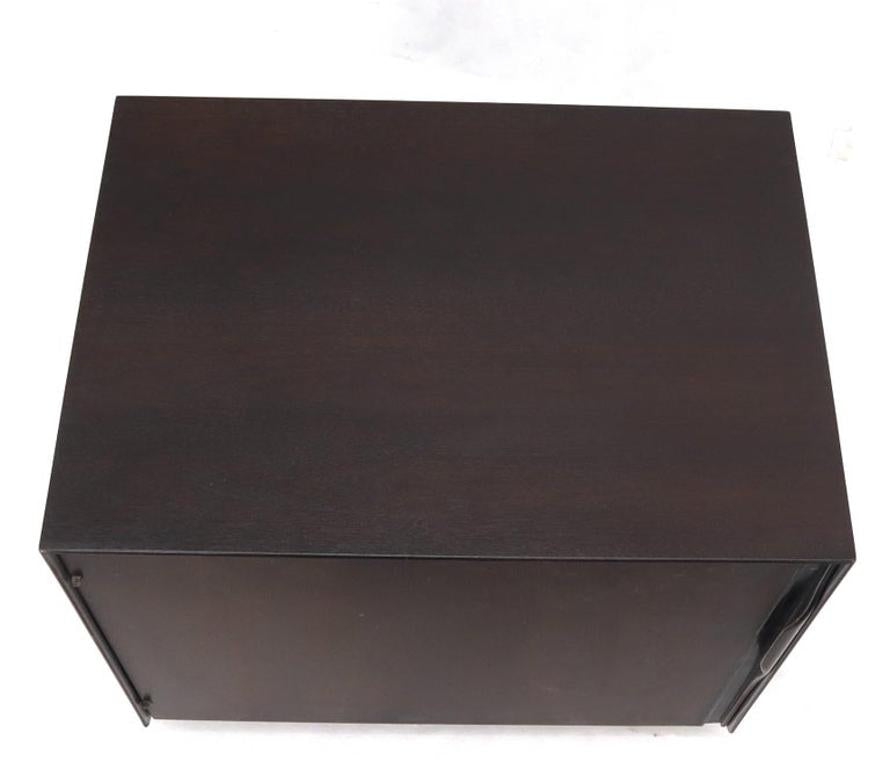 Mid-Century Modern Cube Shape Compact Liquor Cabinet End Table Espresso Finish