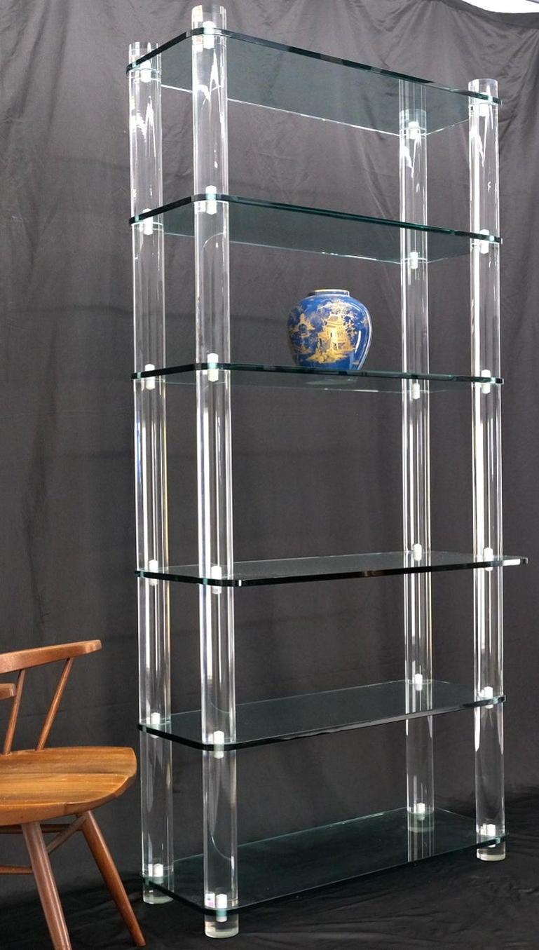 Thick Lucite Frame 6 Tier Mid Century Modern Etagere Shelving