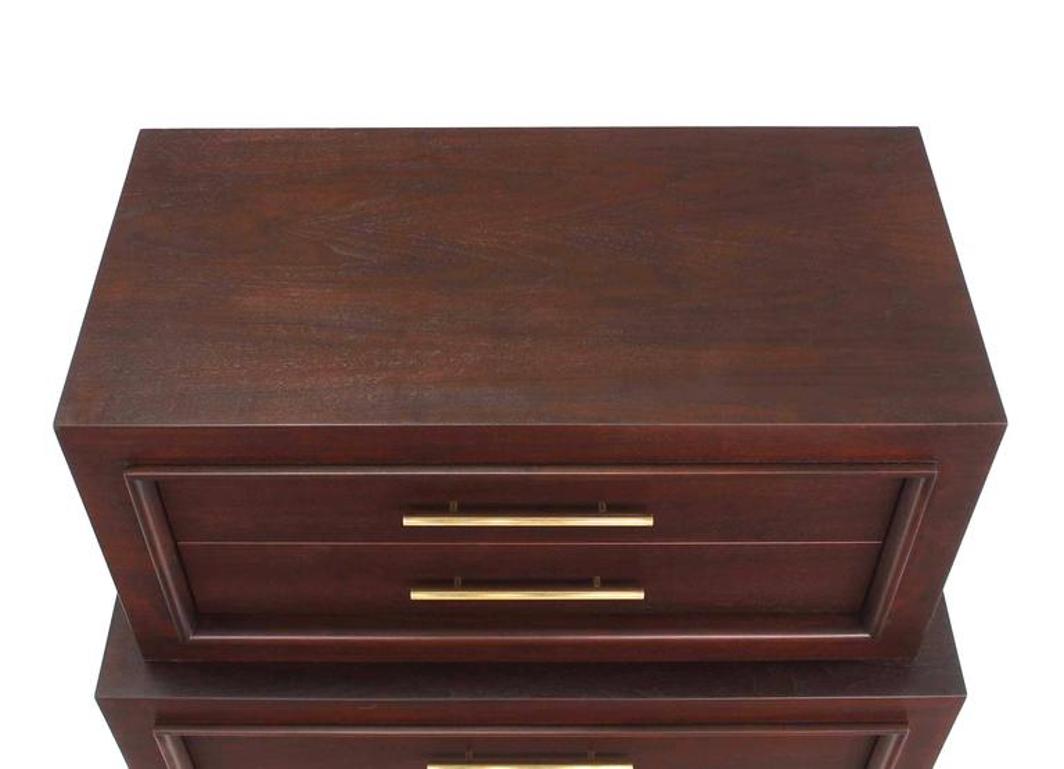 Five Drawer High Chest with Long Solid Brass Cylinder Pulls