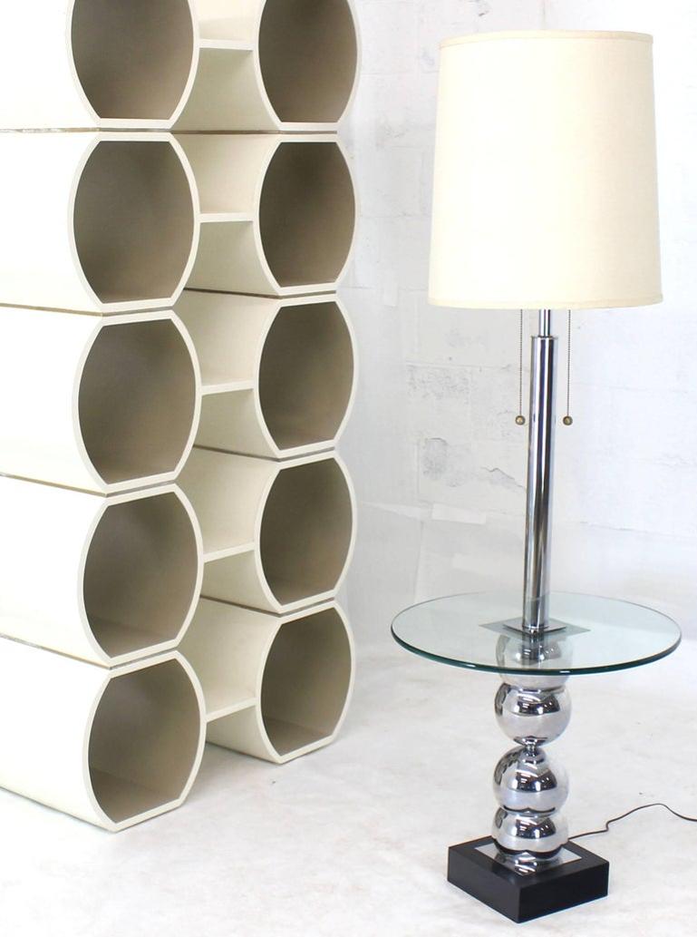 Stacked Chrome Globes Base Glass Side Table Floor Lamp
