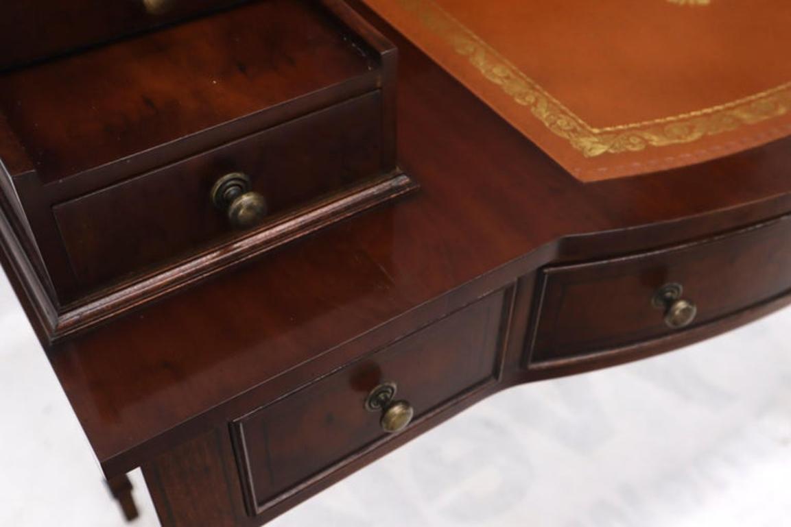Petit English Multi Drawer Compartment Mahogany Leather Top Desk