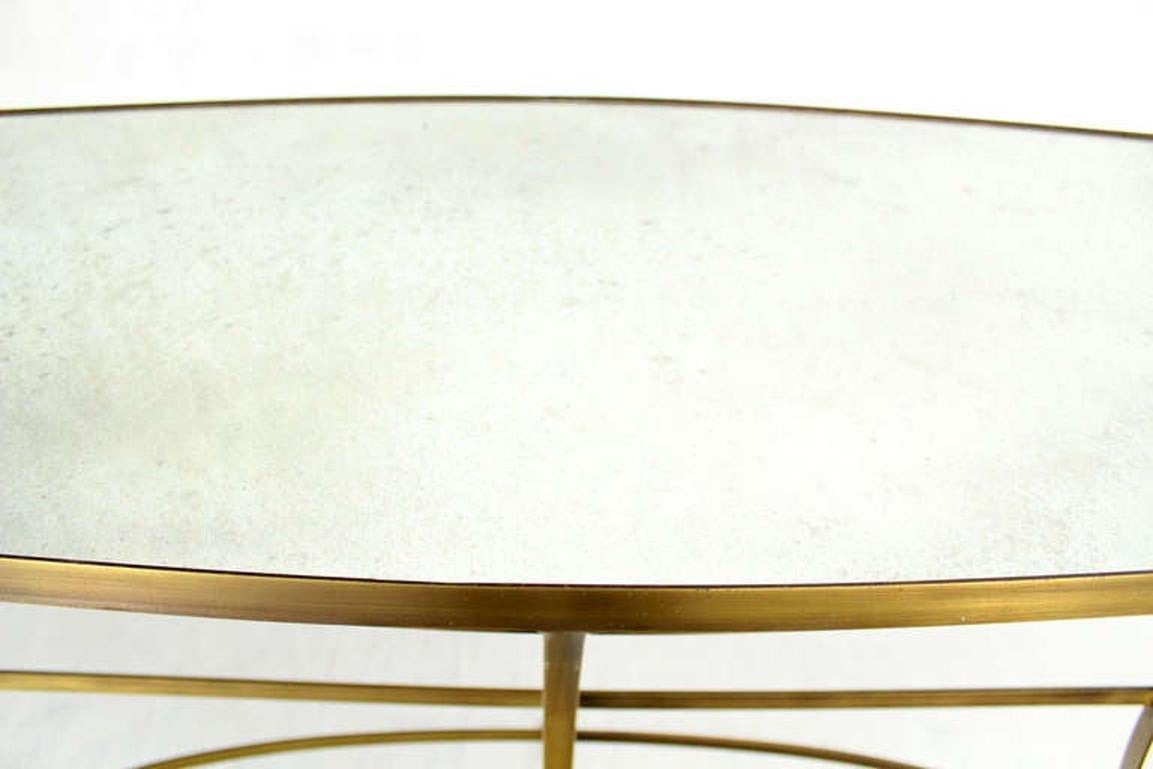 EstablishedLines Large Brass Oval Mirrored Top 39"h Bar Hight Table Display Center Console MINT!