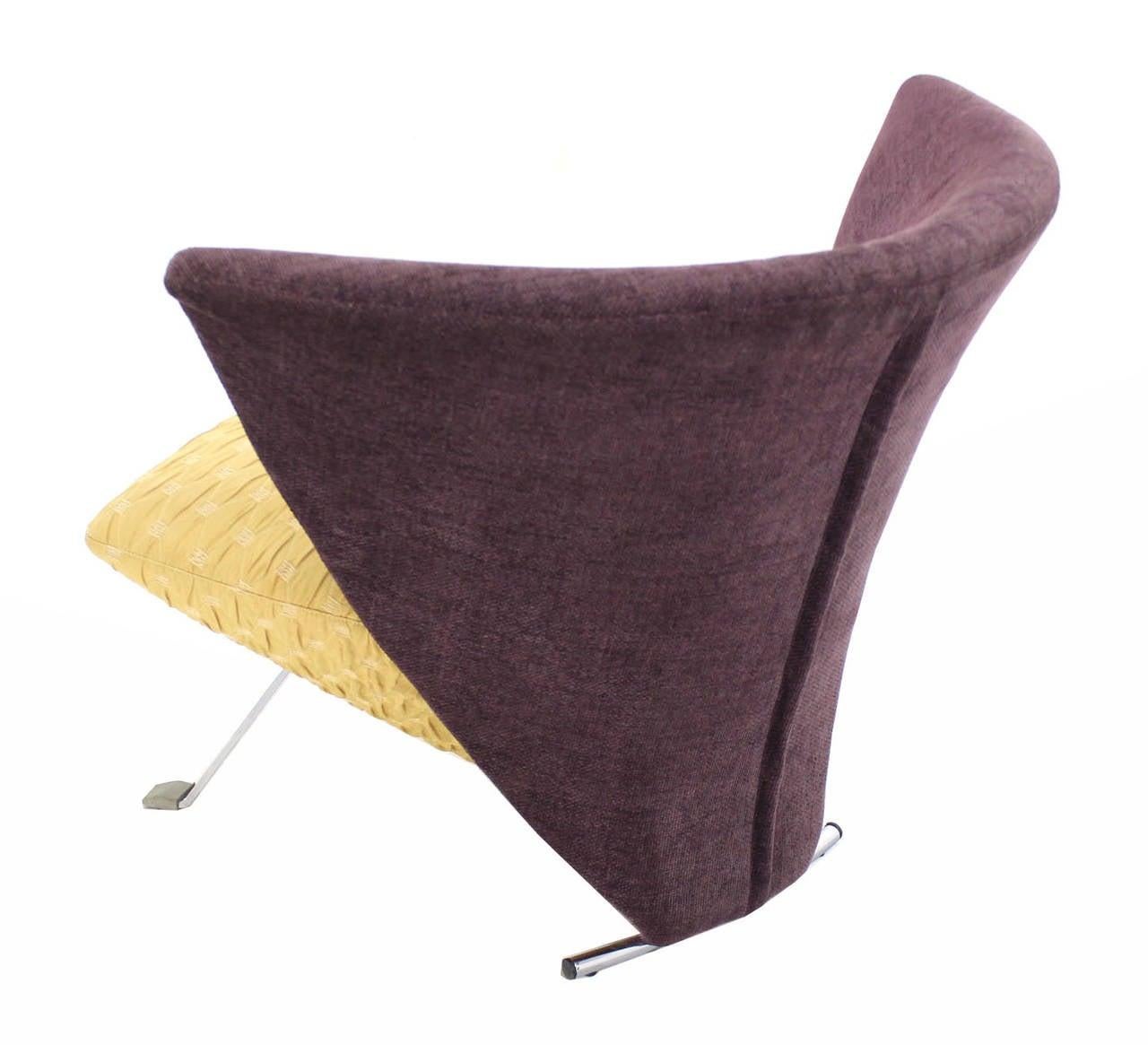 Pair of Saporiti Italian Mid Century Modern Fan Back Two Tone Lounge Chairs MINT